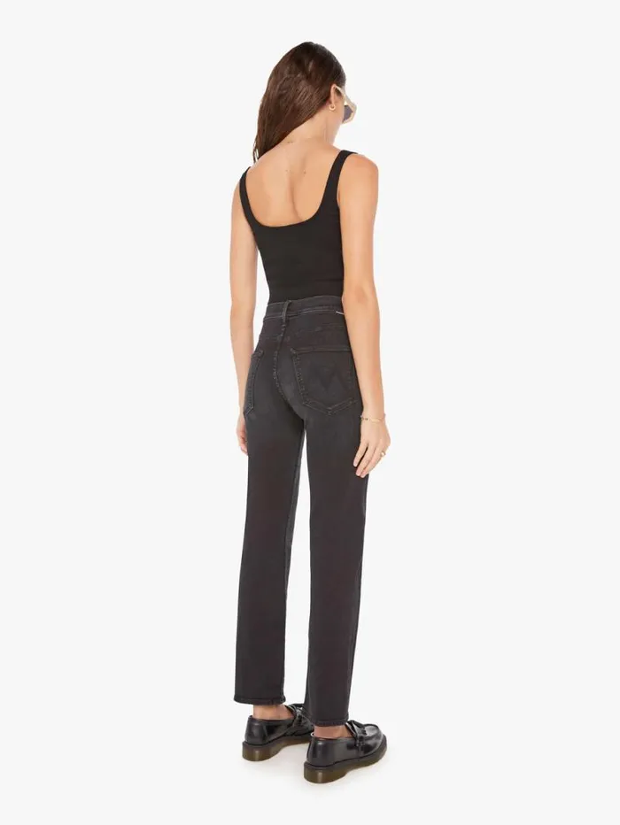 Women Straight Mother Denim The Smarty Pants Hover Black