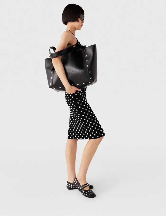 Women Studded Halterneck Midi Dress Black And Sliver Stella McCartney Dresses Women Studded Halterneck Midi Dress Black And Sliver Stella McCartney Dresses