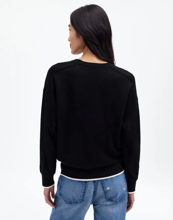 Women Sweaters Madewell Merino Wool Pullover Sweater True Black Combo