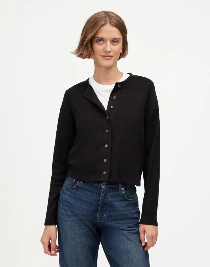 Women Sweaters Madewell Relaxed ButtonFront Cardigan Jet Black