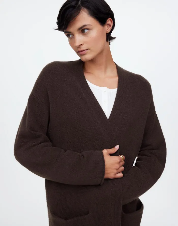 Women Sweaters Madewell WoolBlend Duster Cardigan Sweater Dark Carob