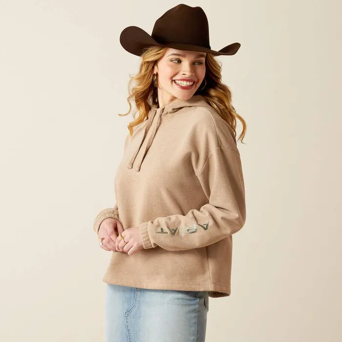 Women Sweatshirts and Hoodies Ariat Essential Logo Hoodie Dark Oatmeal