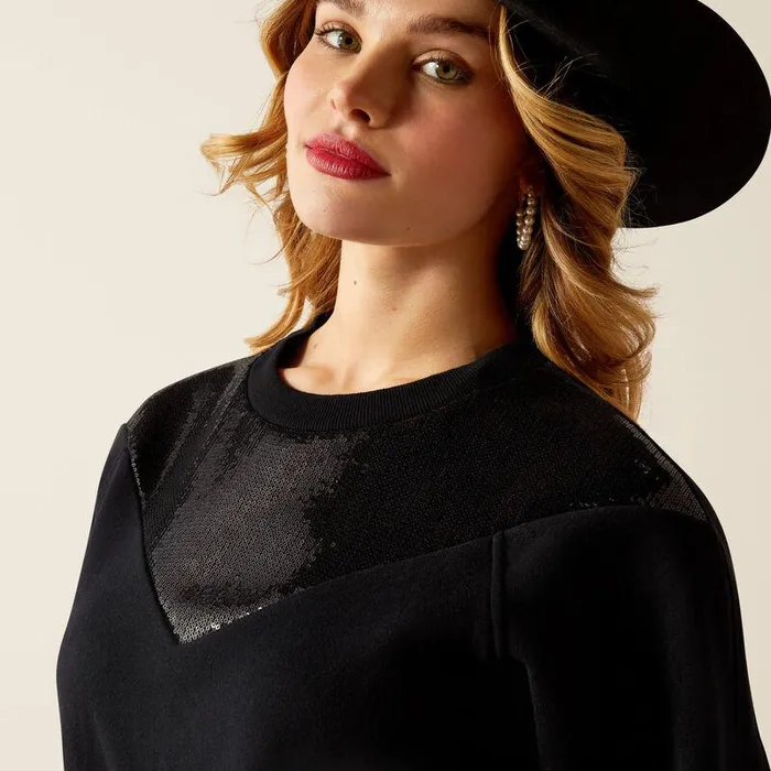 Women Sweatshirts and Hoodies Ariat Sequin Split Sweatshirt Black Women Sweatshirts and Hoodies Ariat Sequin Split Sweatshirt Black