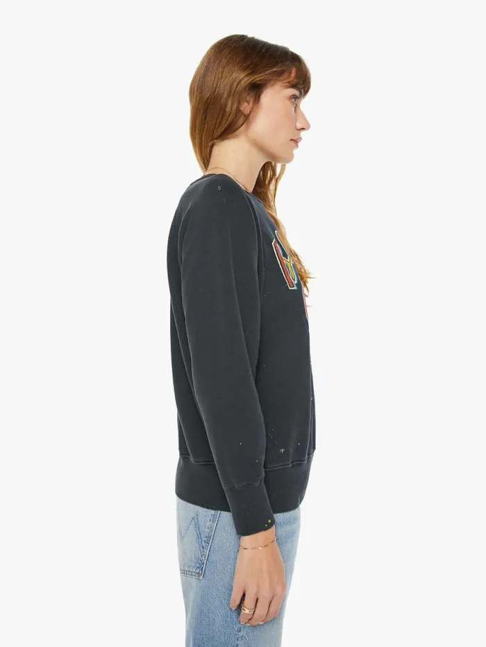 Women Sweatshirts Mother Denim Blondie Shrunken Sweatshirt Black charcoal