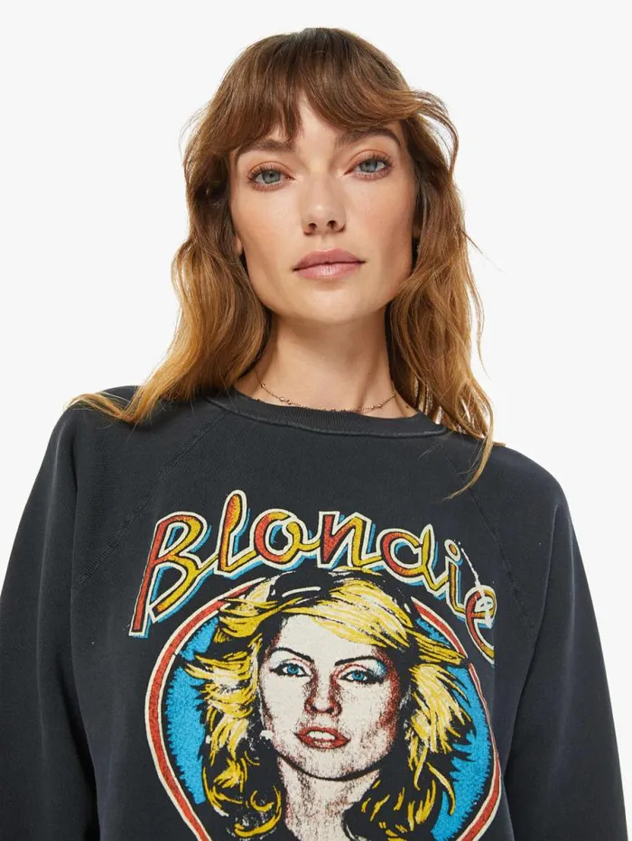 Women Sweatshirts Mother Denim Blondie Shrunken Sweatshirt Black charcoal