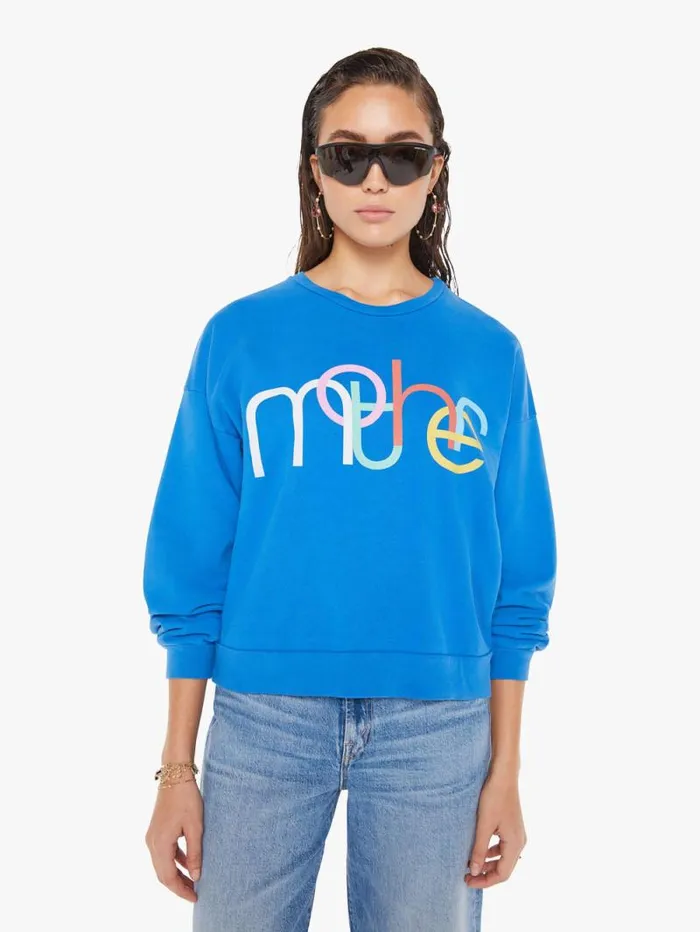 Women Sweatshirts Mother Denim The Drop Square Blue turquoiseaqua