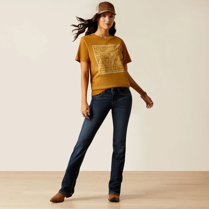 Women TShirts and Tops Ariat Ariat Longhorn Brand TShirt Harvest Gold Women TShirts and Tops Ariat Ariat Longhorn Brand TShirt Harvest Gold