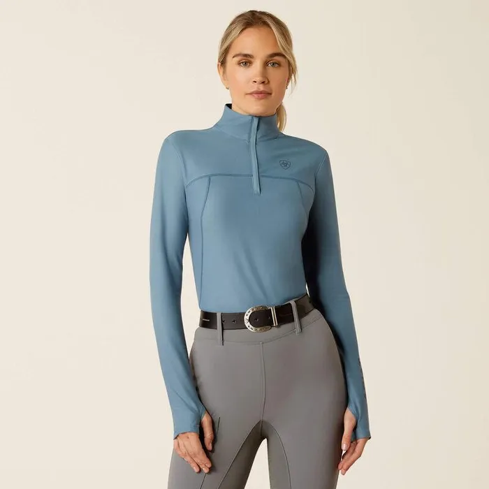 Women TShirts and Tops Ariat Lowell 30 14 Zip Baselayer Bluestone