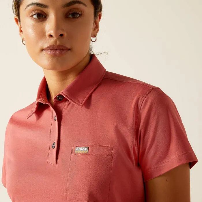 Women TShirts and Tops Ariat Rebar Foreman Polo Mineral Red Women TShirts and Tops Ariat Rebar Foreman Polo Mineral Red