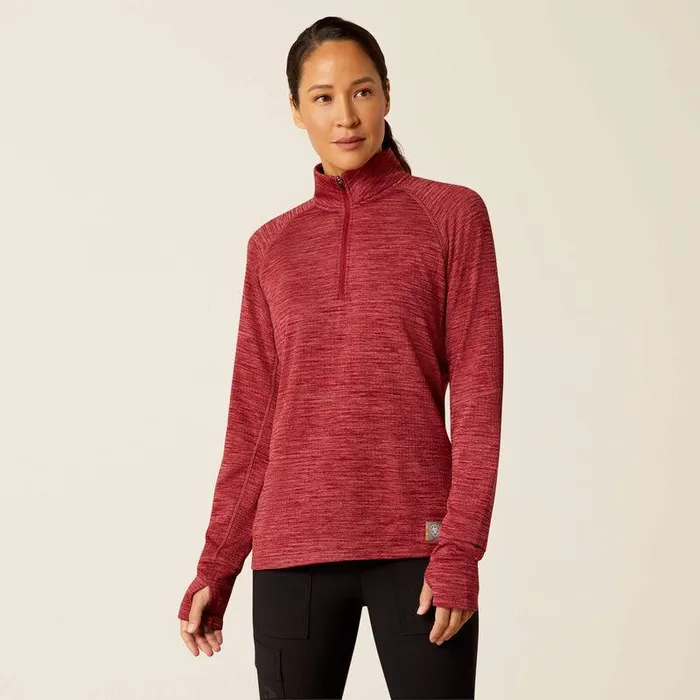 Women TShirts and Tops Ariat Rebar Gridwork Baselayer 14 Zip TShirt Tibetan Red