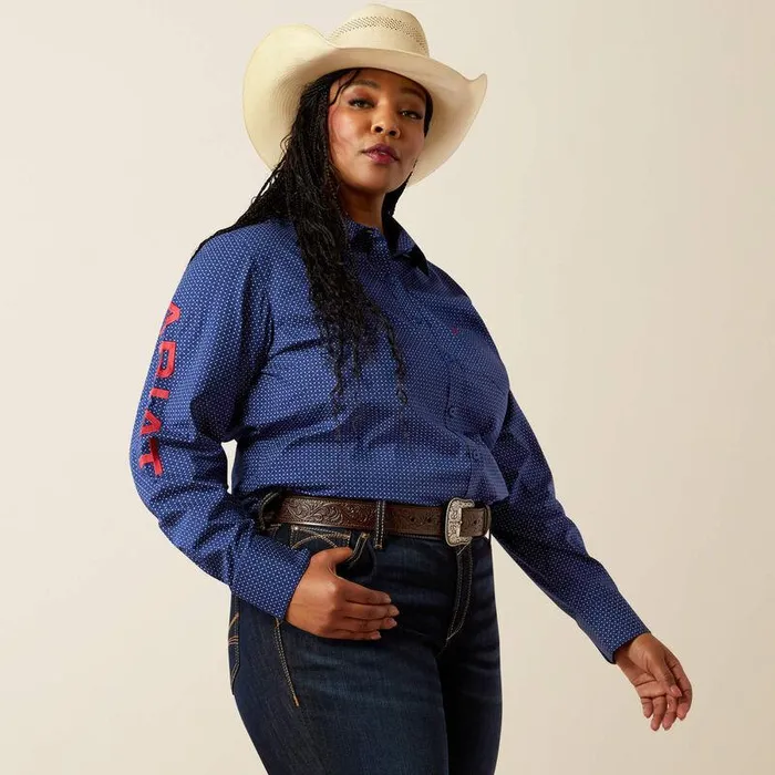 Women TShirts and Tops Ariat Team Kirby Stretch Shirt Cobalt Geo Women TShirts and Tops Ariat Team Kirby Stretch Shirt Cobalt Geo