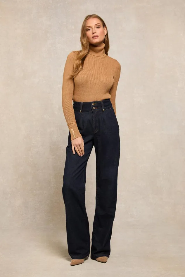 Women Tailored Wide Leg Jean Deep Indigo Holland Cooper Jeans