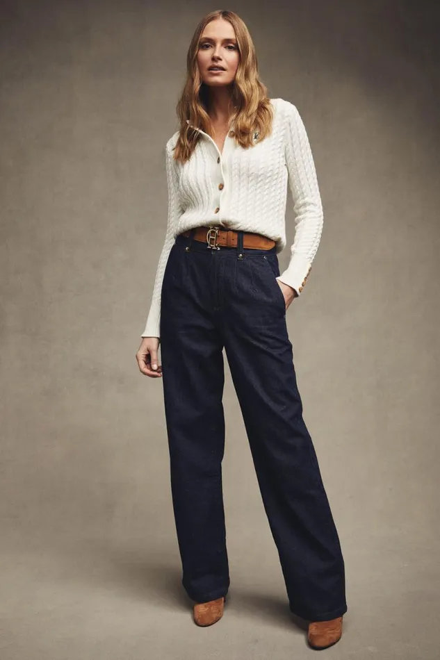 Women Tailored Wide Leg Jean Deep Indigo Holland Cooper Jeans