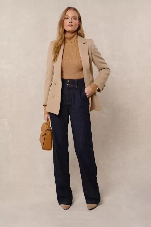 Women Tailored Wide Leg Jean Deep Indigo Holland Cooper Jeans