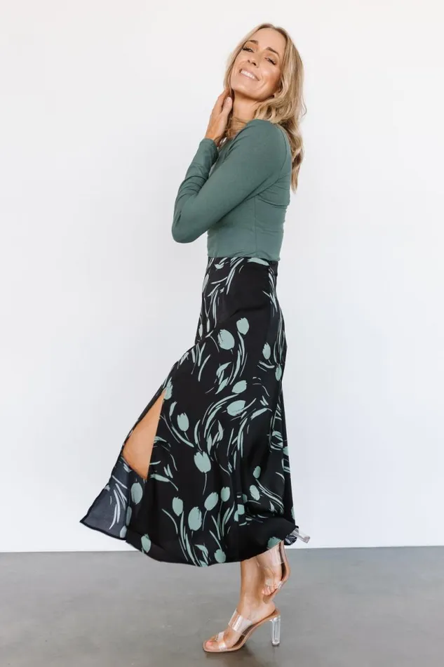 Women Tallyn Midi Skirt Black Green Baltic Born Skirts Women Tallyn Midi Skirt Black Green Baltic Born Skirts