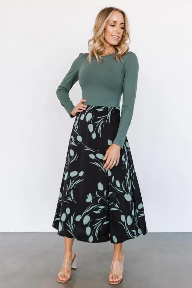 Women Tallyn Midi Skirt Black Green Baltic Born Skirts Women Tallyn Midi Skirt Black Green Baltic Born Skirts