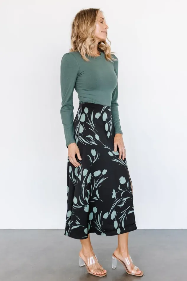 Women Tallyn Midi Skirt Black Green Baltic Born Skirts Women Tallyn Midi Skirt Black Green Baltic Born Skirts