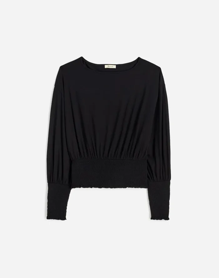 Women Tees Madewell Cinched LongSleeve Top Jet Black