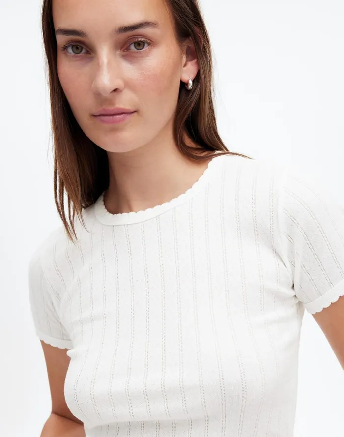 Women Tees Madewell Madewell X LESET Pointelle SlimFit Tee White