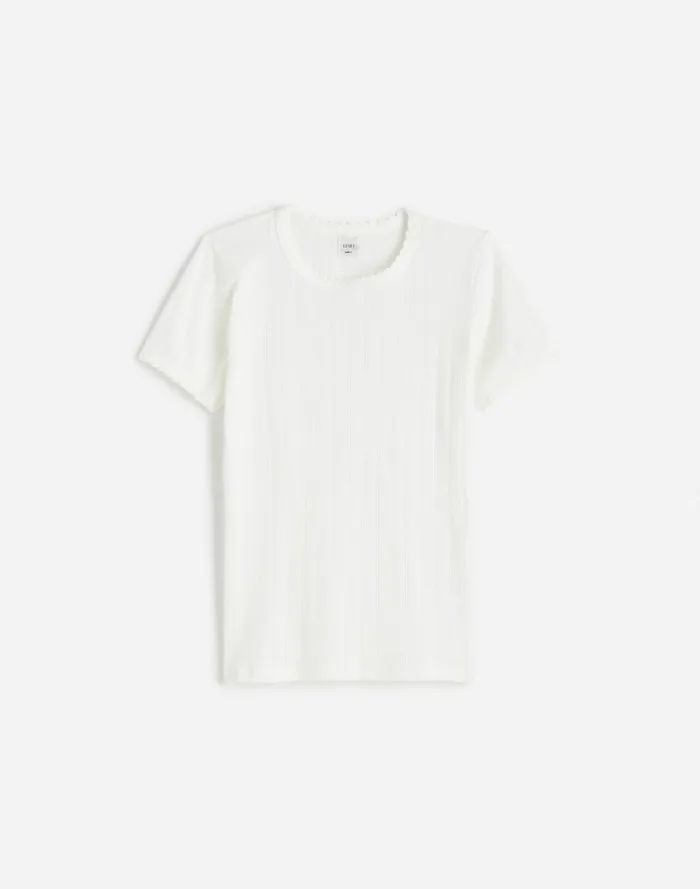 Women Tees Madewell Madewell X LESET Pointelle SlimFit Tee White