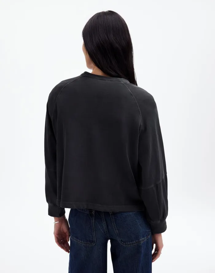 Women Tees Madewell Relaxed LongSleeve Raglan Tee Black Coal