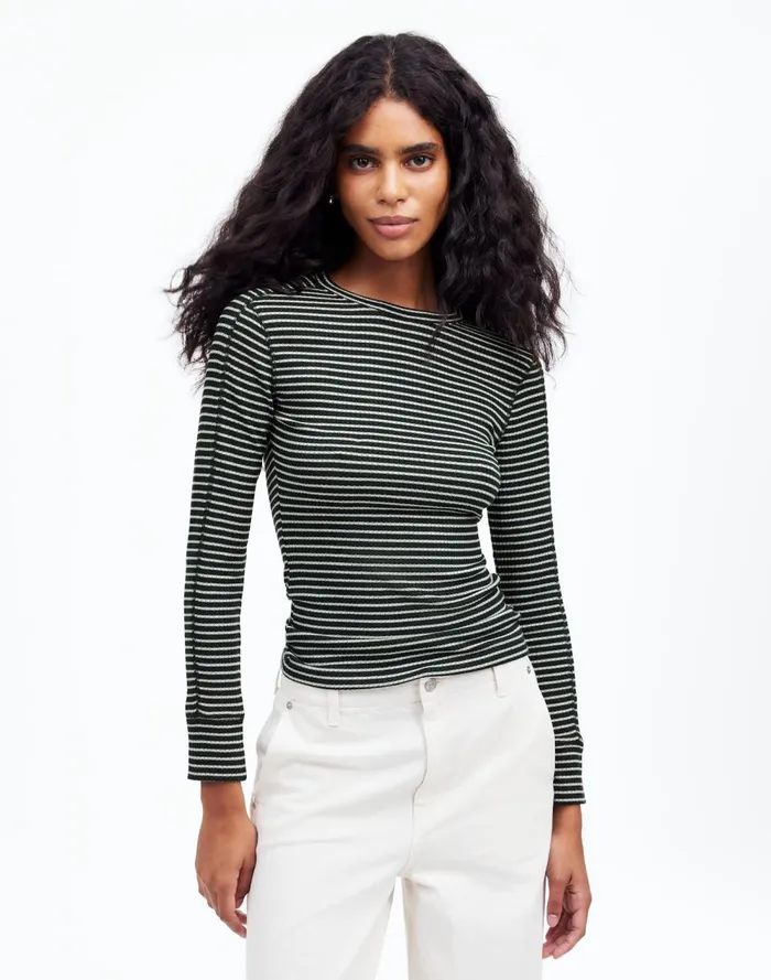 Women Tees Madewell Ribbed Crewneck LongSleeve Tee Luxury Forest