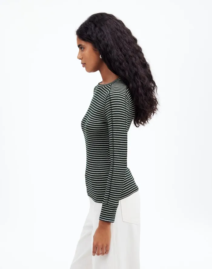 Women Tees Madewell Ribbed Crewneck LongSleeve Tee Luxury Forest
