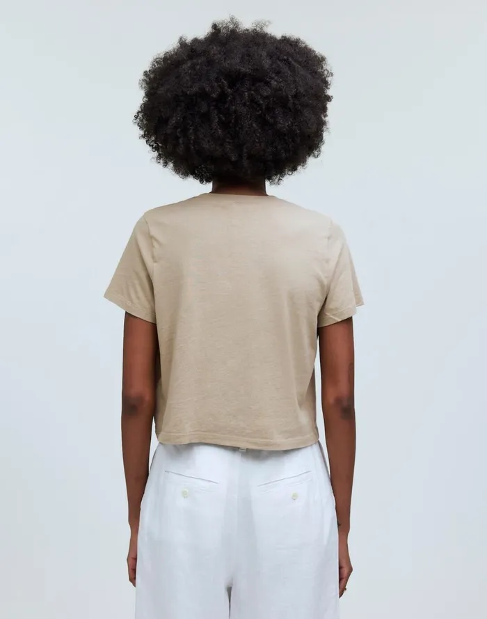 Women Tees Madewell Softfade Cotton BoxyCrop Tee Drill Khaki