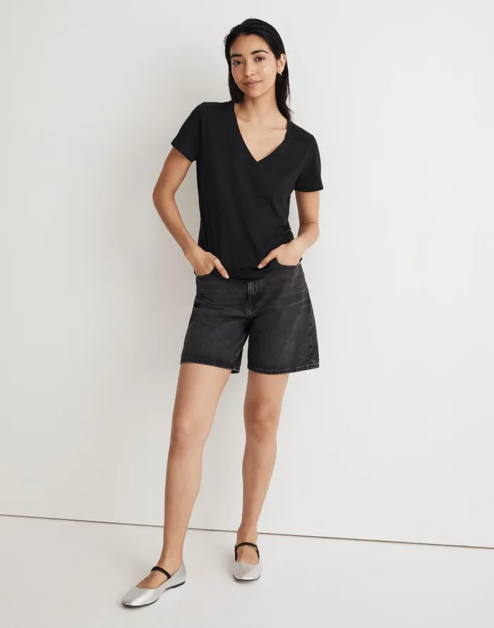 Women Tees Madewell Whisper Cotton VNeck Tee True Black
