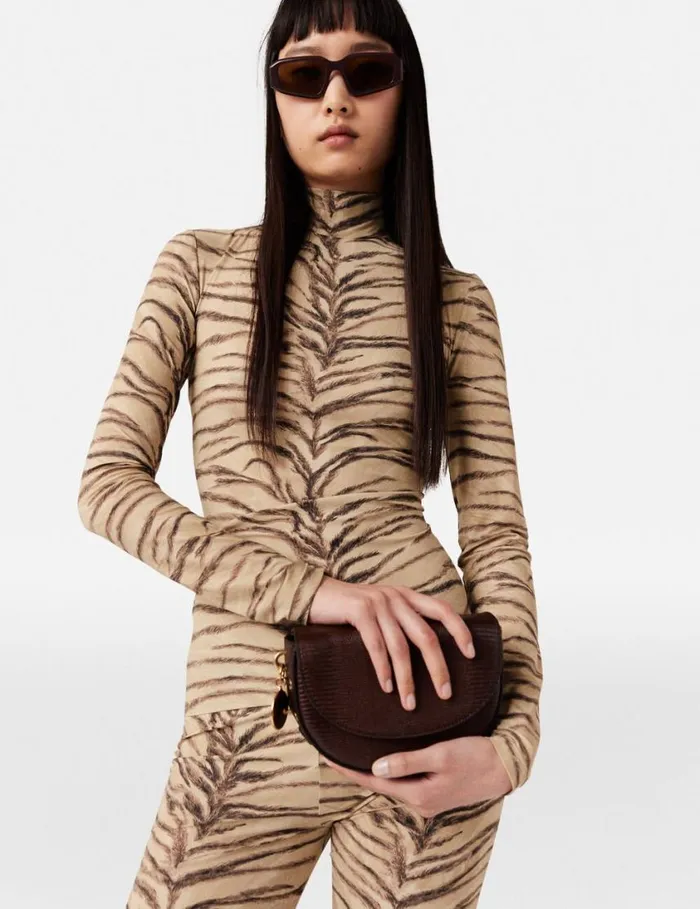 Women Tiger Print HighNeck Top Natural Tiger Print Stella McCartney Shirts And Tops Women Tiger Print HighNeck Top Natural Tiger Print Stella McCartney Shirts And Tops