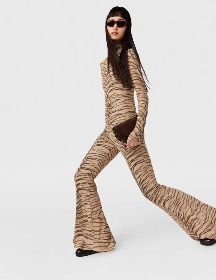 Women Tiger Print HighNeck Top Natural Tiger Print Stella McCartney Shirts And Tops Women Tiger Print HighNeck Top Natural Tiger Print Stella McCartney Shirts And Tops