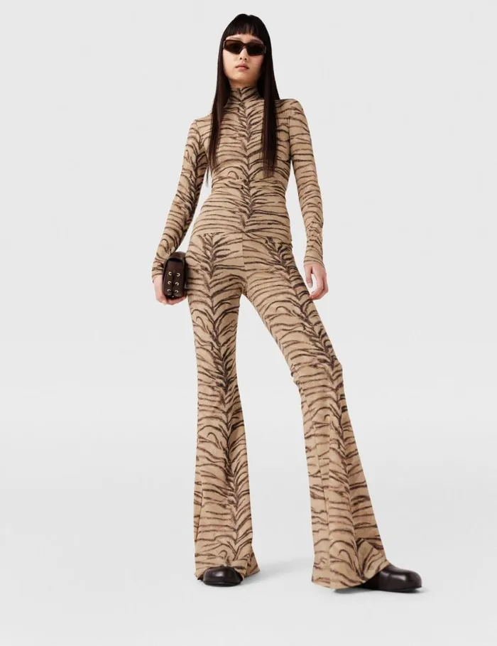 Women Tiger Print HighNeck Top Natural Tiger Print Stella McCartney Shirts And Tops Women Tiger Print HighNeck Top Natural Tiger Print Stella McCartney Shirts And Tops