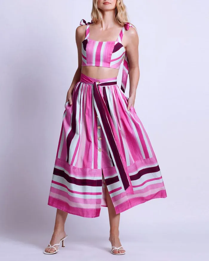 Women Tops and Bodysuits PatBO Listra Cotton Cropped Top FINAL SALE Magenta