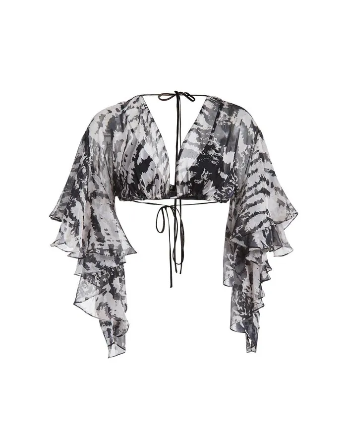 Women Tops and Bodysuits PatBO PATBO X ALESSANDRA RUFFLE SLEEVE TOP FINAL SALE Blackwhite Women Tops and Bodysuits PatBO PATBO X ALESSANDRA RUFFLE SLEEVE TOP FINAL SALE Blackwhite