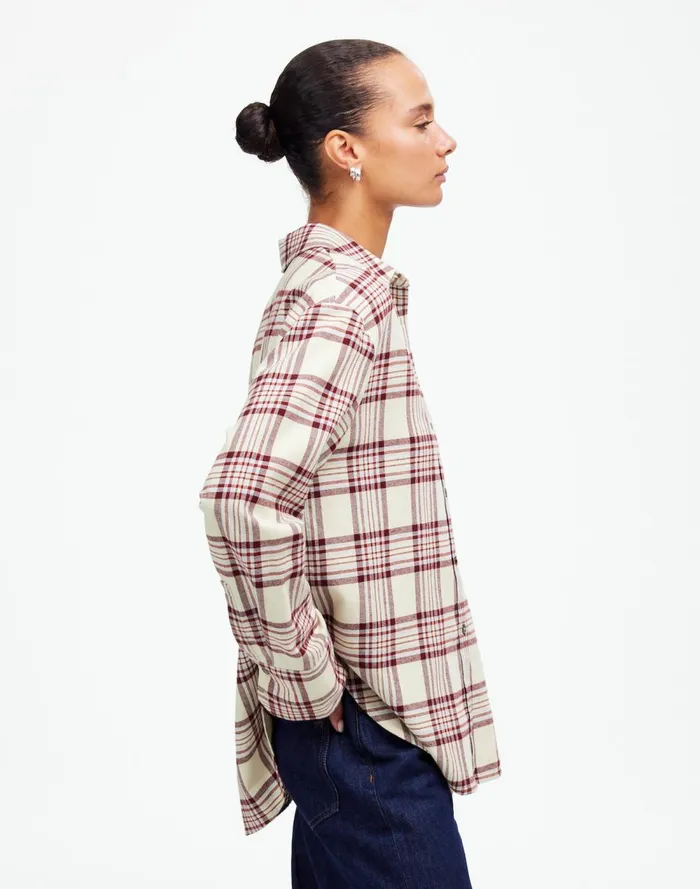 Women Tops and Shirts Madewell Relaxed StraightHem ButtonUp Shirt In Plaid Alabaster