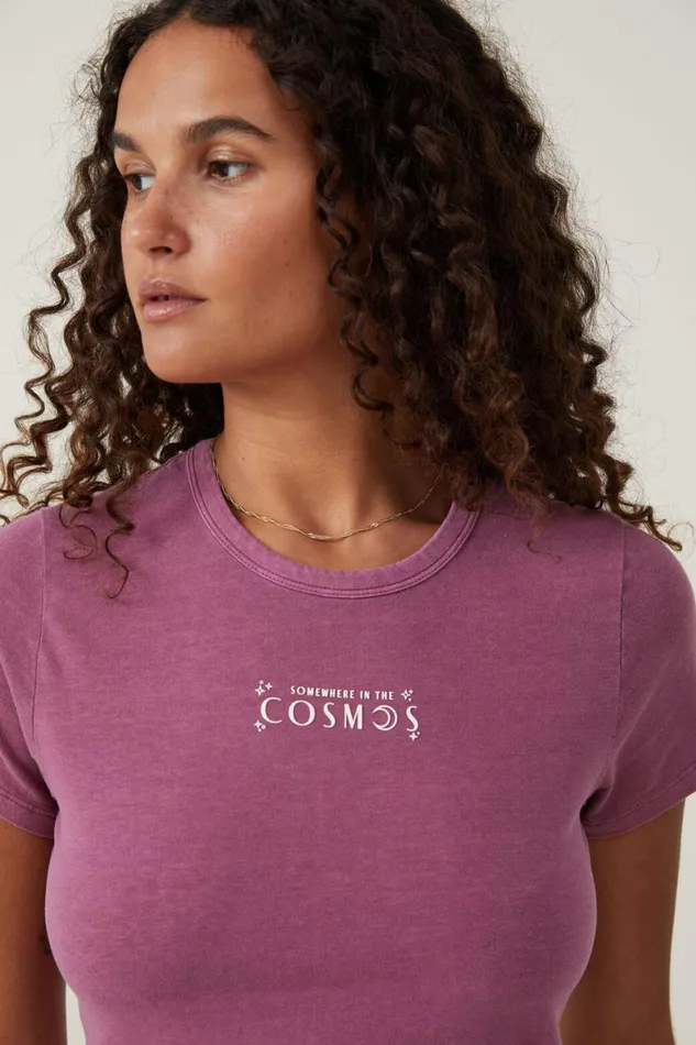 Women Tops Cotton On Crop Fit Graphic Tee Cosmosdamson