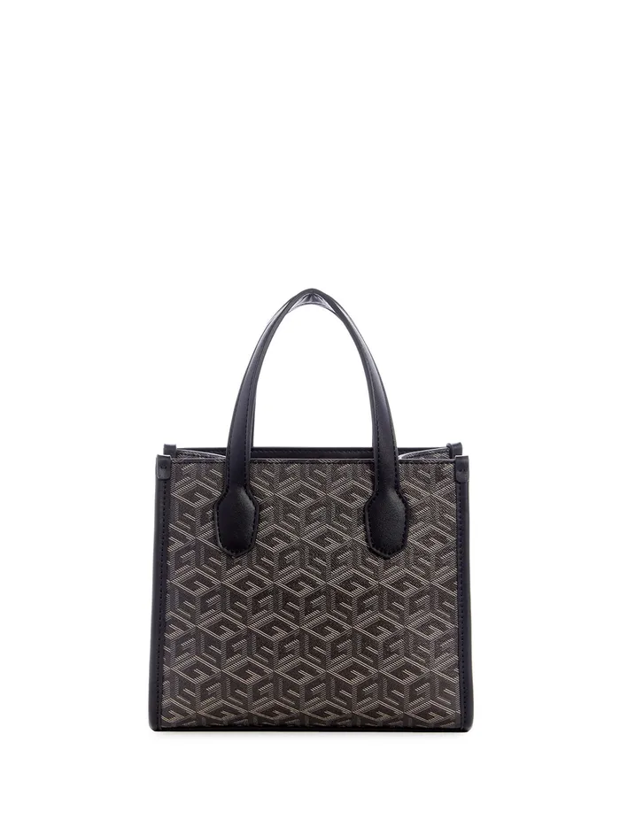 Women Tote Bags GUESS Black Logo Silvana Mini Tote Bag Women Tote Bags GUESS Black Logo Silvana Mini Tote Bag
