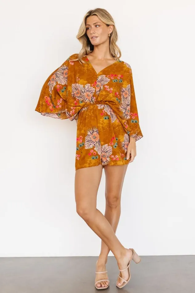 Women Tyler Kimono Romper Camel Multi Baltic Born Jumpsuits and Rompers Women Tyler Kimono Romper Camel Multi Baltic Born Jumpsuits and Rompers