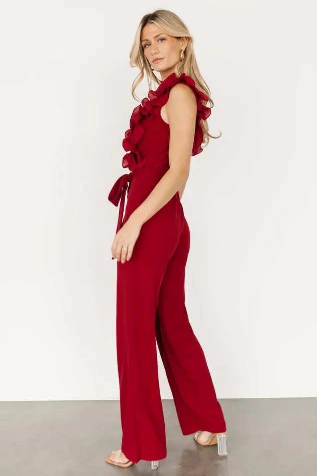 Women Tyra Ruffle Tank Jumpsuit Burgundy Baltic Born The Guest Edit Women Tyra Ruffle Tank Jumpsuit Burgundy Baltic Born The Guest Edit