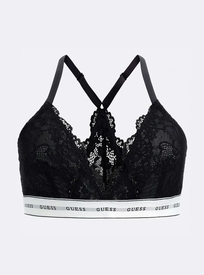 Women Underwear GUESS Black Belle Lace Triangle Bralette