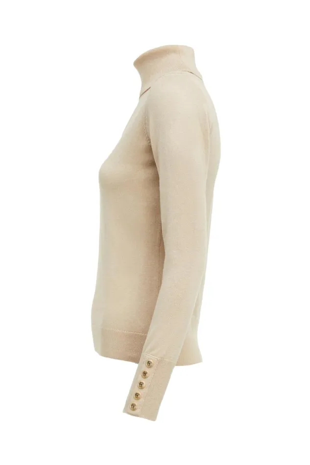 Women Victoria Cashmere Roll Neck Stone Holland Cooper Knitwear Women Victoria Cashmere Roll Neck Stone Holland Cooper Knitwear