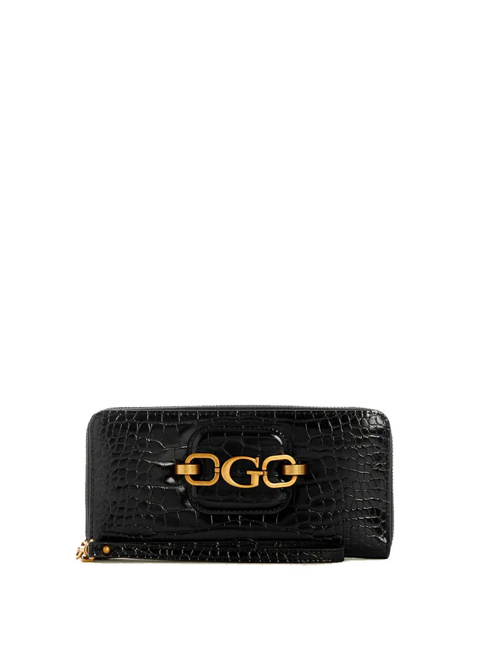 Women Wallets GUESS Black Hensely G Croc Large Wallet
