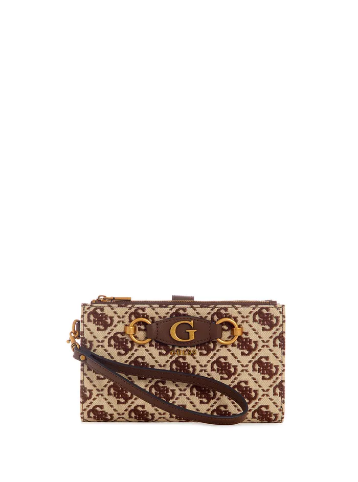 Women Wallets GUESS Brown Logo Izzy Organiser Wallet