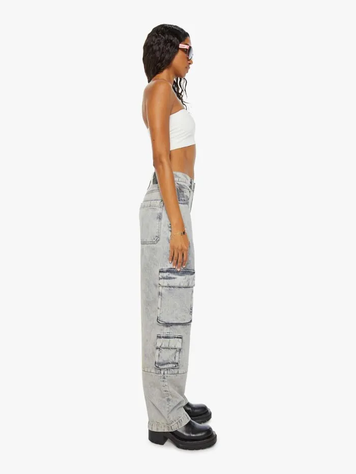 Women Wide Leg Mother Denim SNACKS The Side Dish Cargo Skimp Black