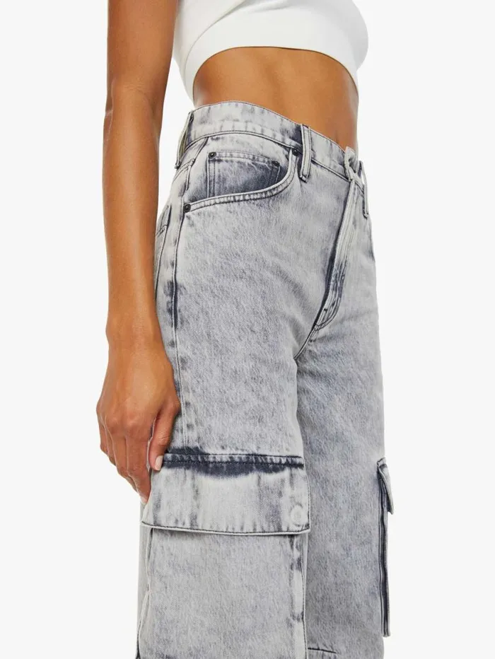 Women Wide Leg Mother Denim SNACKS The Side Dish Cargo Skimp Black