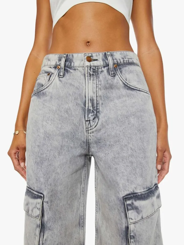 Women Wide Leg Mother Denim SNACKS The Side Dish Cargo Skimp Black