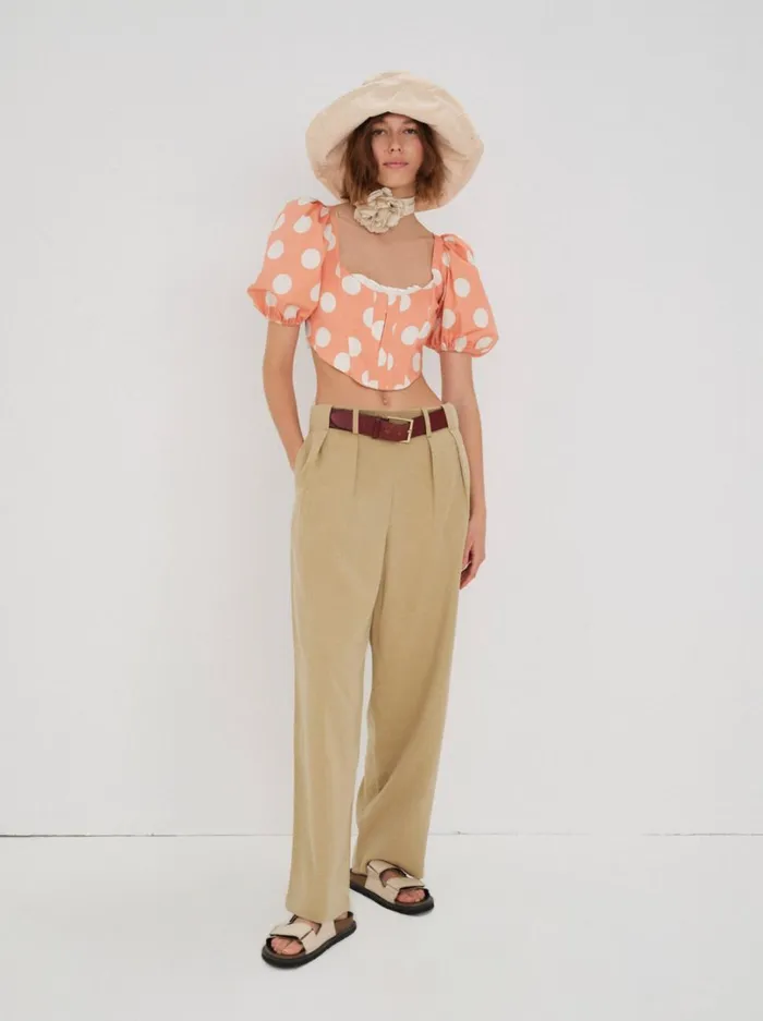 Women Yasmin Puff Sleeve Corset Top Orange For Love and Lemons Tops