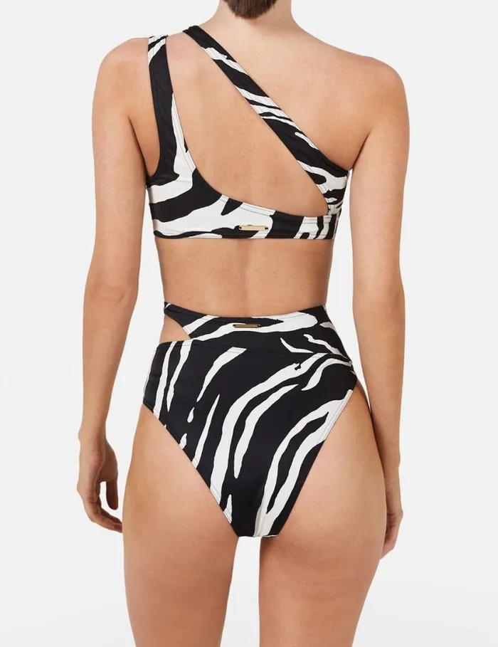 Women Zebra Print CutOut HighWaisted Bikini Briefs Blackivory Stella McCartney Swimwear Women Zebra Print CutOut HighWaisted Bikini Briefs Blackivory Stella McCartney Swimwear