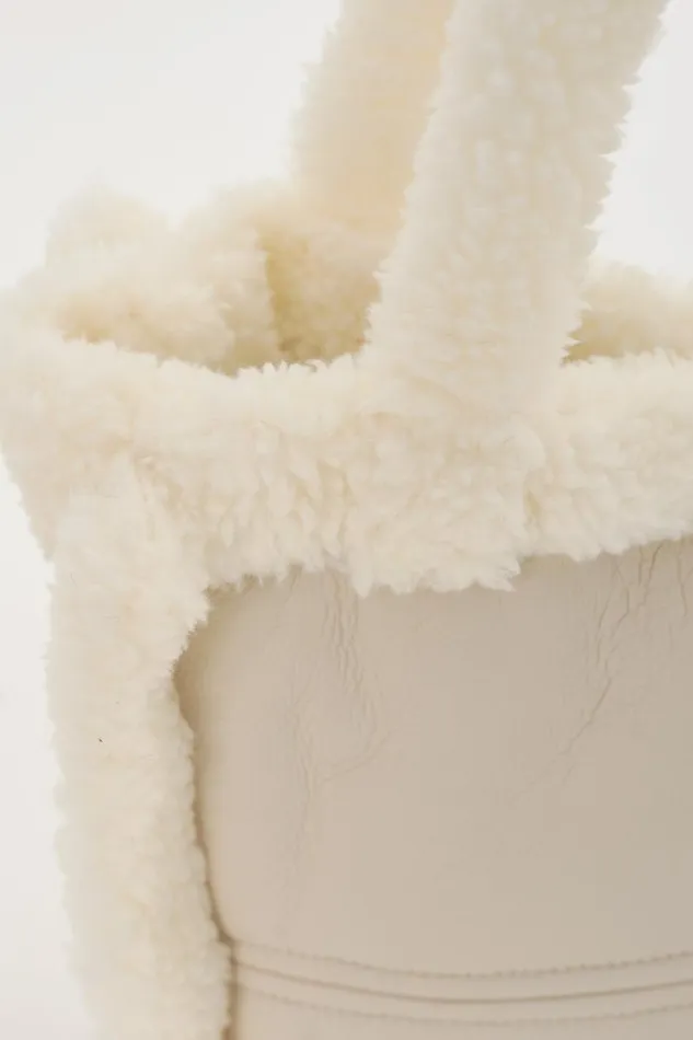 Women ZOEY Sherpa Leather Tote Boneecru LAMARQUE Bags Women ZOEY Sherpa Leather Tote Boneecru LAMARQUE Bags