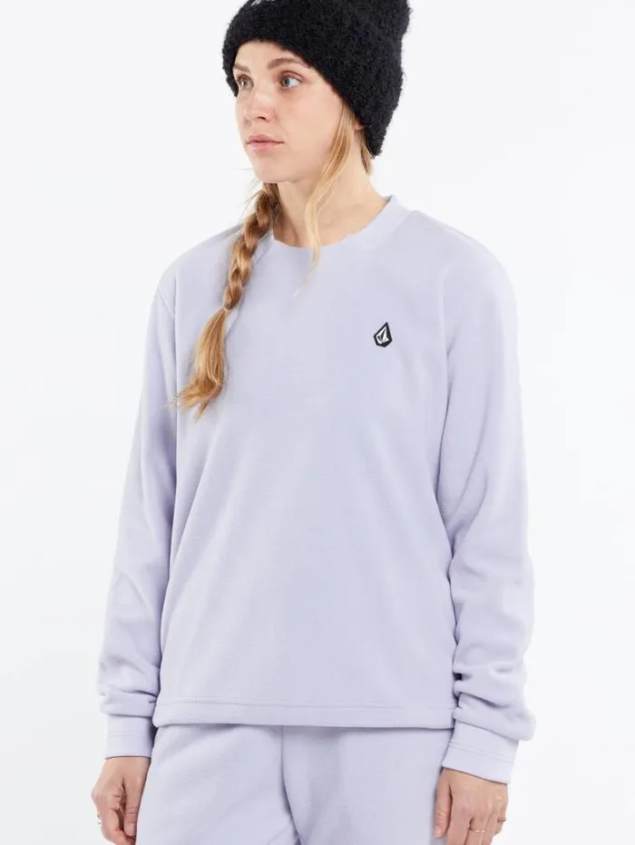 Womens Hoodies and Sweatshirts Volcom Polar Fleece Crew Pullover 8211 Lilac Ash